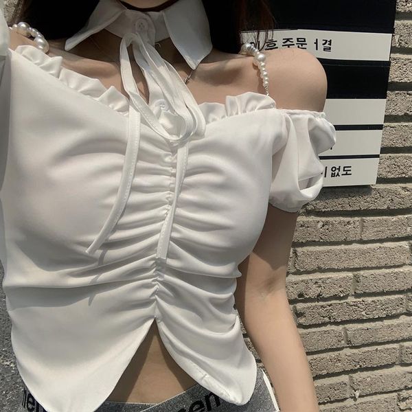 women's blouses & shirts 2021 chic summer slash neck short blouse office lady women shirt off shoulder solid puff sleeve for blusa, White
women's blouses & shirts 2021 chic summer slash neck short blouse office lady women shirt off shoulder solid puff sleeve for blusa, White