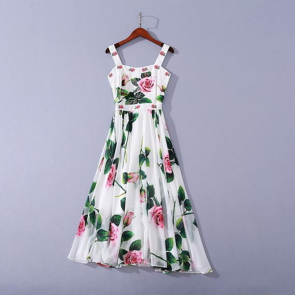 dresses european and american women's clothing summer style sleeveless rose embroidery print condole belt fashion pleated dress h6hj, Black;gray
dresses european and american women's clothing summer style sleeveless rose embroidery print condole belt fashion pleated dress h6hj, Black;gray