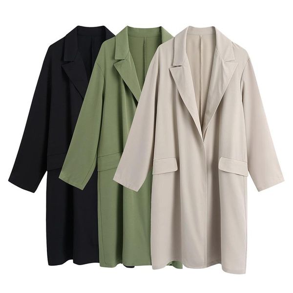 women's trench coats zxqj women 2021 fashion flowing loose open coat vintage long sleeve flap pockets female outerwear chic, Tan;black
women's trench coats zxqj women 2021 fashion flowing loose open coat vintage long sleeve flap pockets female outerwear chic, Tan;black