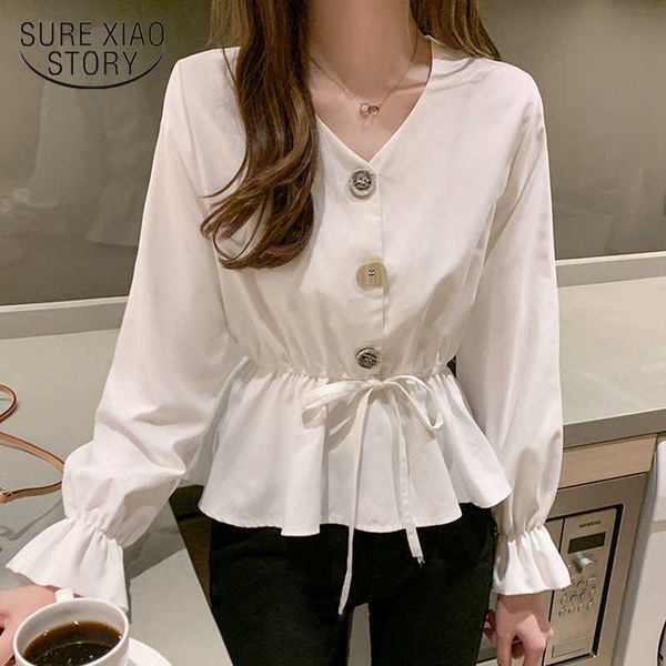 vintage v-neck flare sleeve chiffon blouse women shirt elegant front buttons slim waist ruffles female blouse blusas mujer 10568 210528, White
vintage v-neck flare sleeve chiffon blouse women shirt elegant front buttons slim waist ruffles female blouse blusas mujer 10568 210528, White