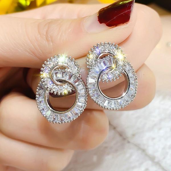 round cute bling zircon stone stud earrings for women fashion jewelry 2021 korean, Golden;silver
round cute bling zircon stone stud earrings for women fashion jewelry 2021 korean, Golden;silver
