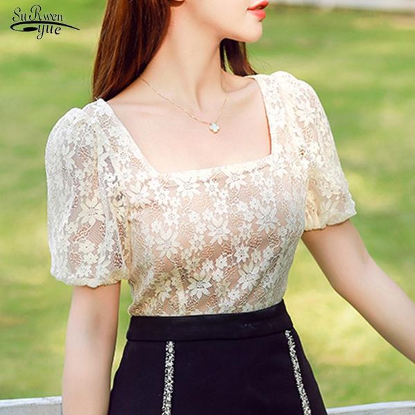 women's blouses & shirts vintage square collar floral lace blouse women summer korean apricot shirt sleeve hook hollow short, White
women's blouses & shirts vintage square collar floral lace blouse women summer korean apricot shirt sleeve hook hollow short, White