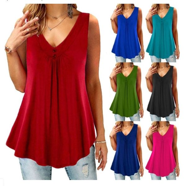 women's plus size t shirt 2021 large solid v-ne pleated button sleeveless tank top
women's plus size t shirt 2021 large solid v-ne pleated button sleeveless tank top