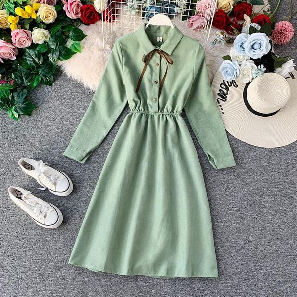 casual dresses long sleeve women korean retro high waist dress female fashion sweet vestidoes, Black;gray
casual dresses long sleeve women korean retro high waist dress female fashion sweet vestidoes, Black;gray