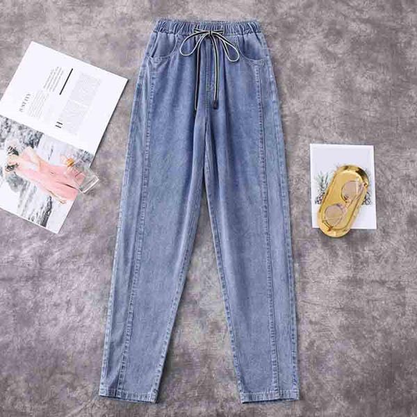women's pants & capris 2021 autumn large size 5xl ladies all-match nine-point jeans elastic waist casual harem female e284, Black;white
women's pants & capris 2021 autumn large size 5xl ladies all-match nine-point jeans elastic waist casual harem female e284, Black;white