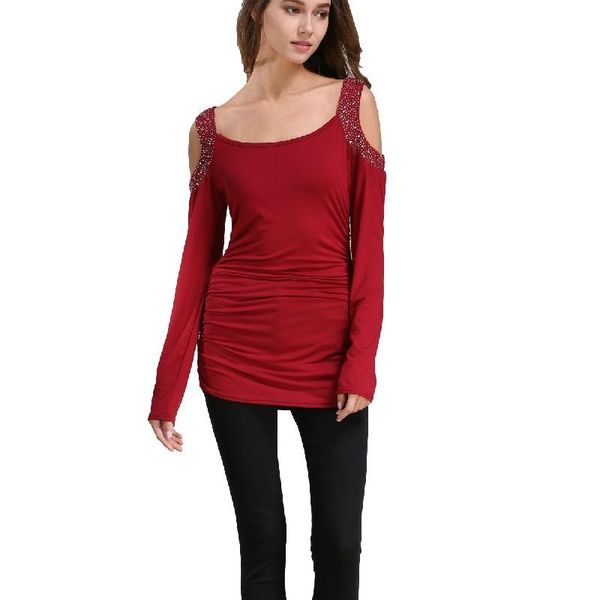 women wear spring autumn t shirt off shoulder long sleeve drill t-shirt casual fashion summer tees female women's, White
women wear spring autumn t shirt off shoulder long sleeve drill t-shirt casual fashion summer tees female women's, White