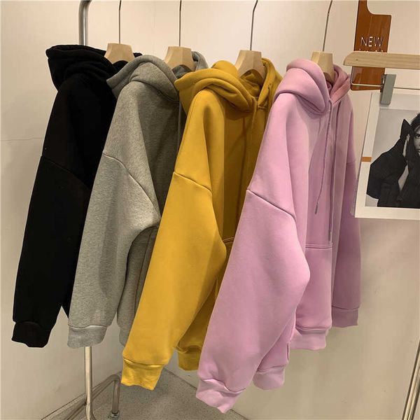 basic hooded sweatshirt women's long sleeve velvet padded composite cotton casual warm coat winter pullovers 210607, Black
basic hooded sweatshirt women's long sleeve velvet padded composite cotton casual warm coat winter pullovers 210607, Black