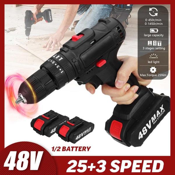 professiona electric drills 48v 3 in 1 cordless drill screwdriver impact 25+3 turque dual speeds power driver tools with 2 lithium battery
professiona electric drills 48v 3 in 1 cordless drill screwdriver impact 25+3 turque dual speeds power driver tools with 2 lithium battery