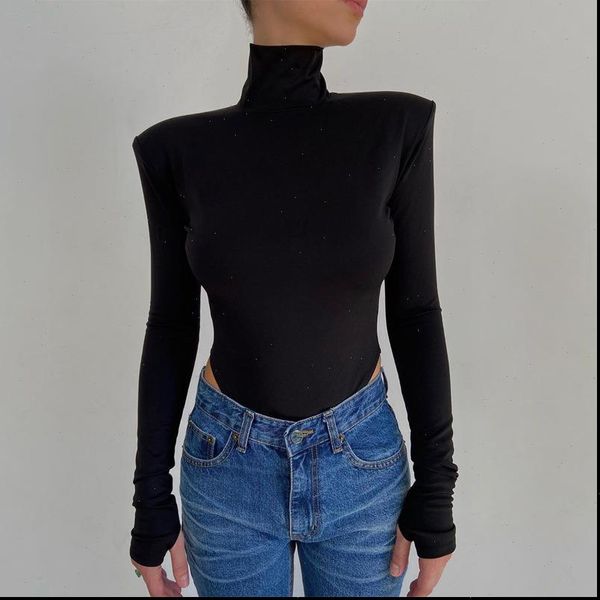 shoulder pad backless bodysuit solid womens romper turtleneck long sleeve slim female bodysuits spring streetwear lady rompers, Black;white
shoulder pad backless bodysuit solid womens romper turtleneck long sleeve slim female bodysuits spring streetwear lady rompers, Black;white