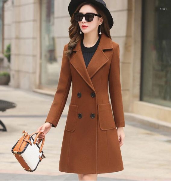 women's wool & blends female decoration body coat 2021 autumn winter fashion long section was thin woolen suit collar robes1, Black
women's wool & blends female decoration body coat 2021 autumn winter fashion long section was thin woolen suit collar robes1, Black