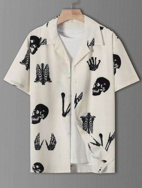 men skull print button up shirt w5zy#, White;black
men skull print button up shirt w5zy#, White;black