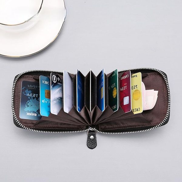 card holders genuine leather anti-degaussing holder women men retro rfid zipper coin pocket wallet organ multiple slots case, Brown;gray
card holders genuine leather anti-degaussing holder women men retro rfid zipper coin pocket wallet organ multiple slots case, Brown;gray