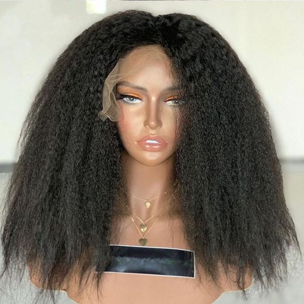 200 density long kinky straight black lace front yaki wig middle part lace frontal wigs soft hair for fashion 28 inch hair wig, Black;brown
200 density long kinky straight black lace front yaki wig middle part lace frontal wigs soft hair for fashion 28 inch hair wig, Black;brown