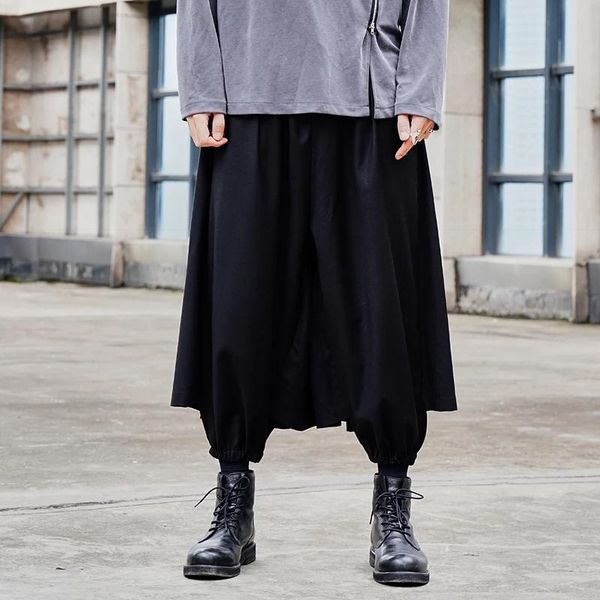 men's pants wide leg casual japanese large original design hairstyle designer fashion dark loose skirt, Black
men's pants wide leg casual japanese large original design hairstyle designer fashion dark loose skirt, Black