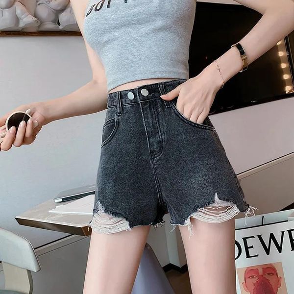 ailegogo 2021 summer women high waist streetwear hole vintage blue denim shorts casual female wide leg black jeans women's, White;black
ailegogo 2021 summer women high waist streetwear hole vintage blue denim shorts casual female wide leg black jeans women's, White;black