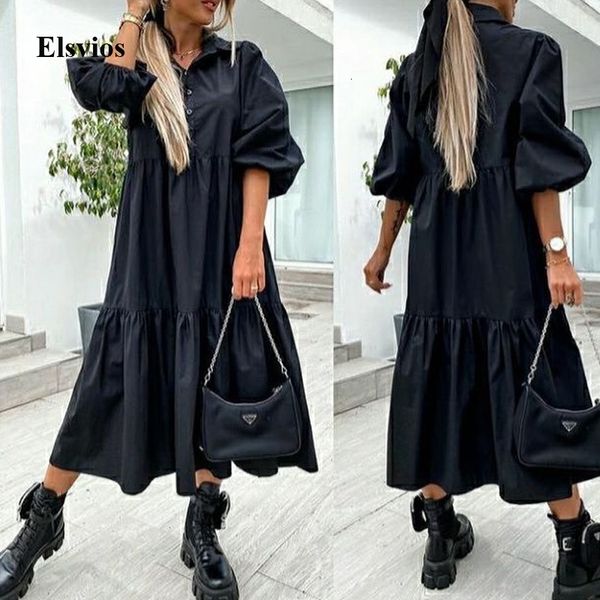 casual dresses vintage spring solid women party elegant button turn-down loose shirt summer half sleeve a-line long vestidos u7qg, Black;gray
casual dresses vintage spring solid women party elegant button turn-down loose shirt summer half sleeve a-line long vestidos u7qg, Black;gray