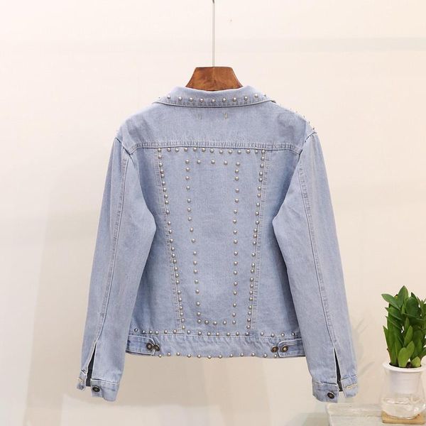 women's jackets autumn 2021 denim bomber for women fashion brand long sleeve slim jean jacket feminina personalized rivet coat s, Black;brown
women's jackets autumn 2021 denim bomber for women fashion brand long sleeve slim jean jacket feminina personalized rivet coat s, Black;brown