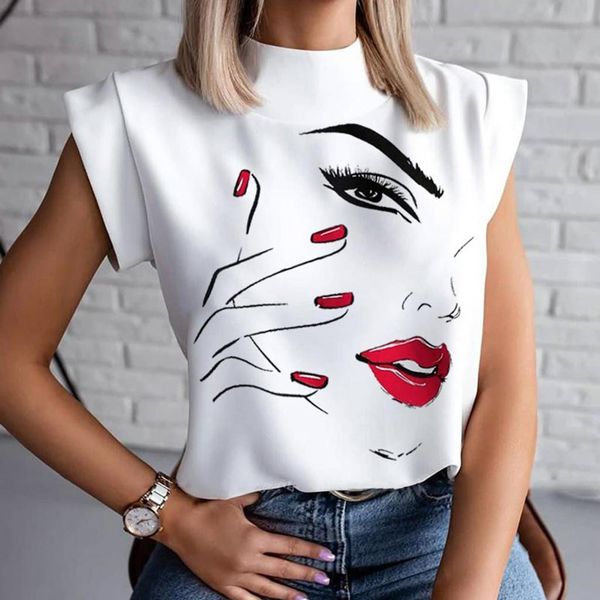 casual beach turtleneck lips printed womens t shirts sleeveless daily blausa, White
casual beach turtleneck lips printed womens t shirts sleeveless daily blausa, White