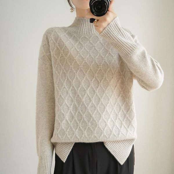 women's sweaters 2021 style 100% wool ladies half high neck pullover sweater long sleeve pure color all-match casual cashmere base, White;black
women's sweaters 2021 style 100% wool ladies half high neck pullover sweater long sleeve pure color all-match casual cashmere base, White;black