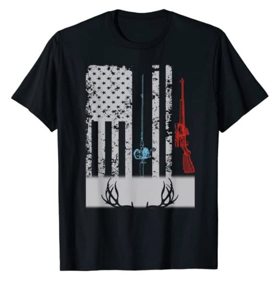 fishing rod hunting rifle american flag t-shirt fishing and hunting lovers, White;black
fishing rod hunting rifle american flag t-shirt fishing and hunting lovers, White;black