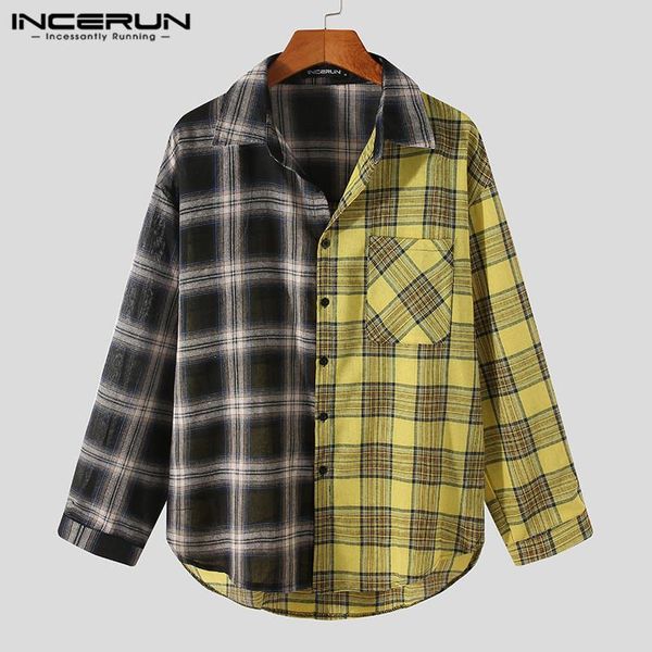 leisure turn down collar incerun men shirts fashion patchwork long sleeve camisa man casual plaid button blouse s-3xl men's, White;black
leisure turn down collar incerun men shirts fashion patchwork long sleeve camisa man casual plaid button blouse s-3xl men's, White;black