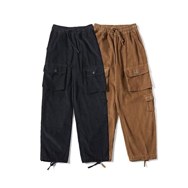 men's pants tide brand corduroy overalls men loose straight casual youth beam, Black
men's pants tide brand corduroy overalls men loose straight casual youth beam, Black