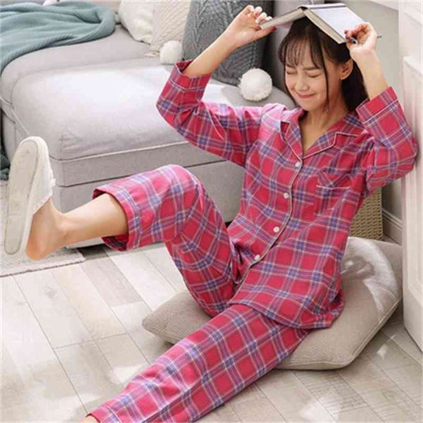 women's sleepwear 100% full cotton pajamas for women long sleeve lounge wear autumn winter pyjamas female sleepwear suit fashion plaid, Black;red
women's sleepwear 100% full cotton pajamas for women long sleeve lounge wear autumn winter pyjamas female sleepwear suit fashion plaid, Black;red