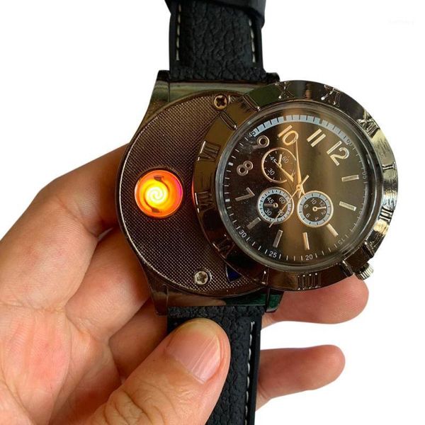 1pcs windproof lighter watch men's military usb charging sports casual quartz wristwatches flameless cigarette, Slivery;brown
1pcs windproof lighter watch men's military usb charging sports casual quartz wristwatches flameless cigarette, Slivery;brown