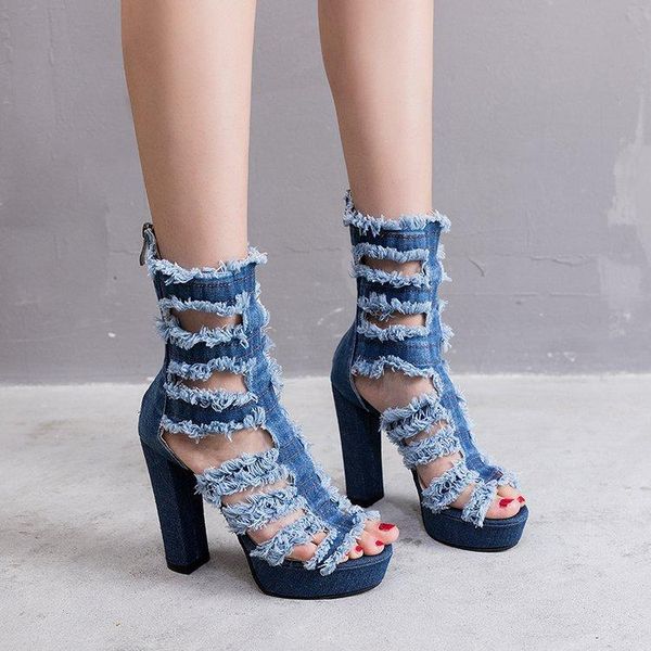 dress shoes high-barrel sandals women hollow thick heeled european and american denim summer ultra-high heel edals 12cm waterproof table, Black
dress shoes high-barrel sandals women hollow thick heeled european and american denim summer ultra-high heel edals 12cm waterproof table, Black