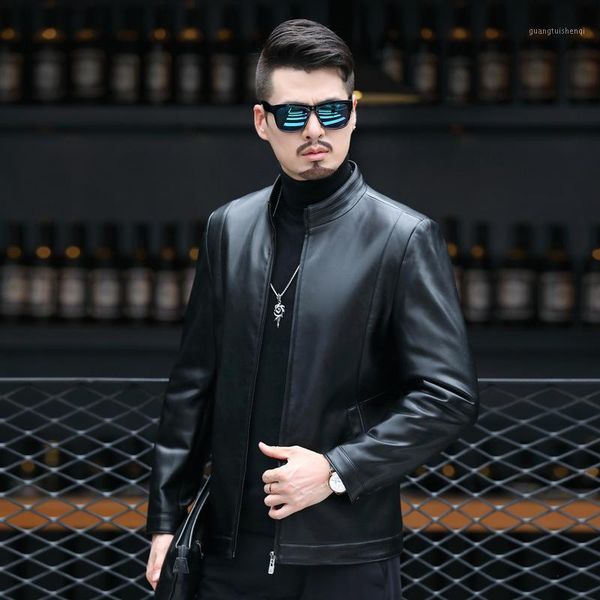 men's leather & faux of 2021 sheep clothing young and middle-aged contracted locomotive pipi jacket coat, Black
men's leather & faux of 2021 sheep clothing young and middle-aged contracted locomotive pipi jacket coat, Black