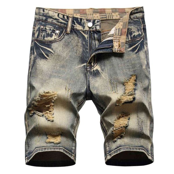 jeans high street trendy men's summer shorts with holes, nostalgic fashion slim fit and pants, Blue
jeans high street trendy men's summer shorts with holes, nostalgic fashion slim fit and pants, Blue