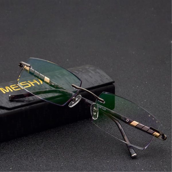 fashion sunglasses frames men's diamond trimmed glasses pure titanium screwless, Black
fashion sunglasses frames men's diamond trimmed glasses pure titanium screwless, Black