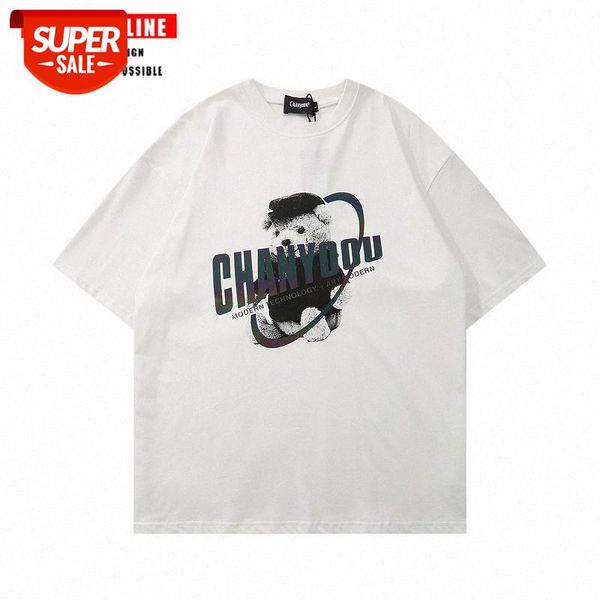 streetwear men national tide brand laser reflective bear print short sleeve t-shirt men's student hip hop trend couple #mt8t, White;black
streetwear men national tide brand laser reflective bear print short sleeve t-shirt men's student hip hop trend couple #mt8t, White;black