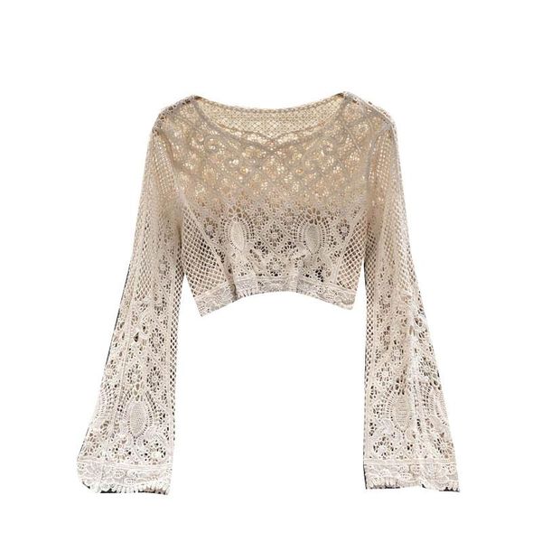 women's blouses & shirts bohemian summer retro crocheted hollow long-sleeved shirt fashion outer wear short coat female holiday small, White
women's blouses & shirts bohemian summer retro crocheted hollow long-sleeved shirt fashion outer wear short coat female holiday small, White