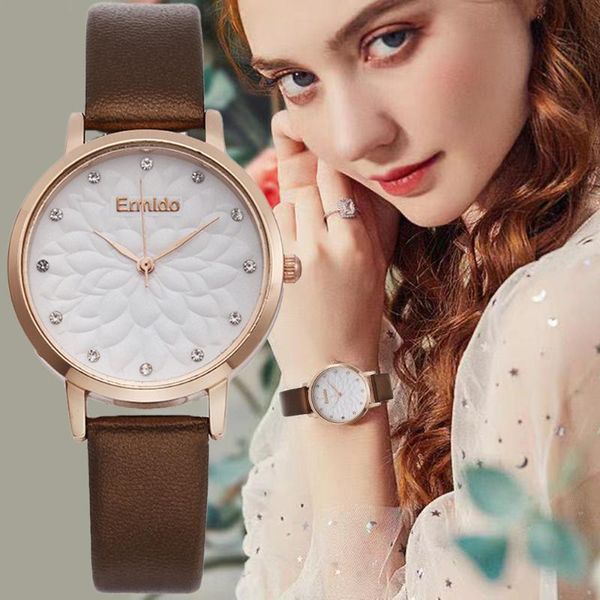 wristwatches camellia texture dial design women watches fashion casual ladies leather 2021 brand simple female quartz clock, Slivery;brown
wristwatches camellia texture dial design women watches fashion casual ladies leather 2021 brand simple female quartz clock, Slivery;brown