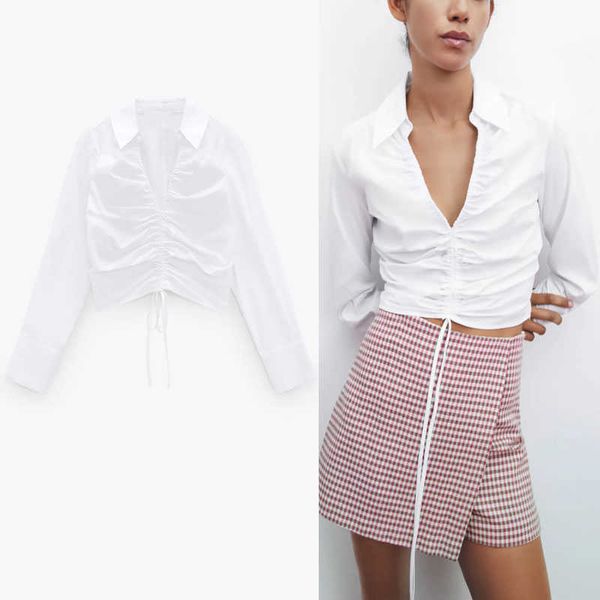 za white gathered poplin crop shirt women long sleeve adjustable drawstring ruched shirts woman chic side zip spring 210602
za white gathered poplin crop shirt women long sleeve adjustable drawstring ruched shirts woman chic side zip spring 210602