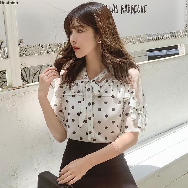 women's blouses & shirts houthion short sleeve blouse v-neck polka dot shirt spliced mesh comfortable casual fashion chiffon, White
women's blouses & shirts houthion short sleeve blouse v-neck polka dot shirt spliced mesh comfortable casual fashion chiffon, White