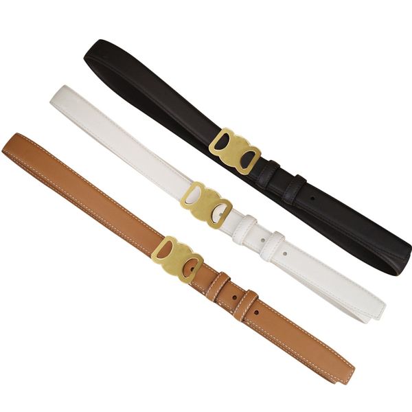 

Fashion Smooth Buckle Belt Retro Design Thin Waist Belts for Men Womens Width 2.5CM Genuine Cowhide 3 Color Optional High Quality, Black