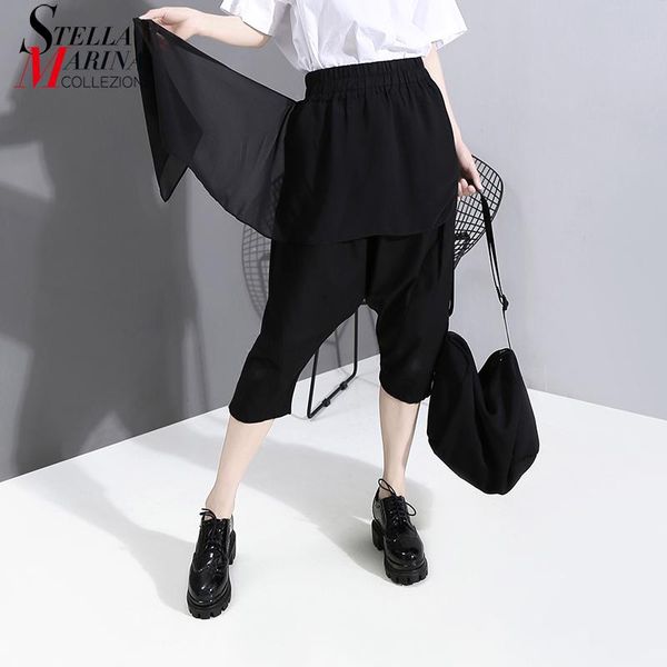 women's pants & capris korean style women 2021 summer solid black midi harem elastic waist layered ladies casual unique wear femme 6387, Black;white
women's pants & capris korean style women 2021 summer solid black midi harem elastic waist layered ladies casual unique wear femme 6387, Black;white