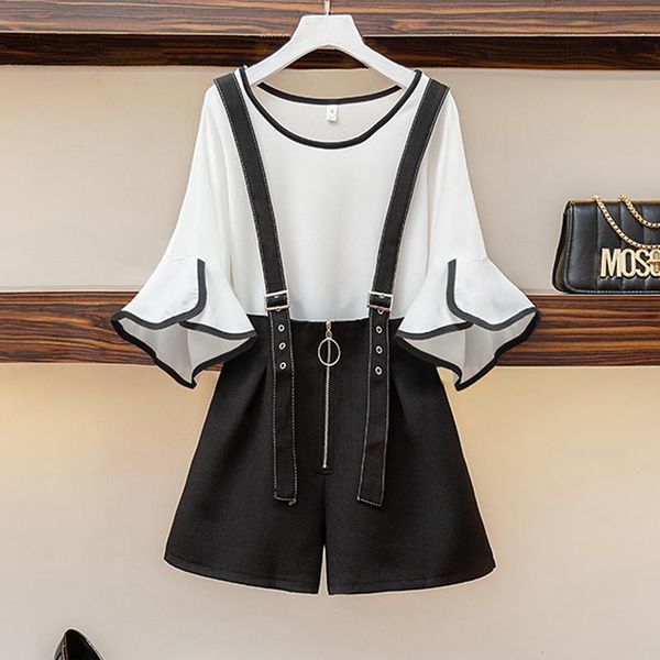 two piece dress 2021 summer 2 pieces set women white blouses +black strap shorts plus size outfits for tracksuits
two piece dress 2021 summer 2 pieces set women white blouses +black strap shorts plus size outfits for tracksuits