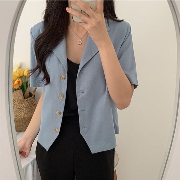 women's suits & blazers korean style short sleeve single breasted apricot blazer women casual cotton and linen female thin coats woman, White;black
women's suits & blazers korean style short sleeve single breasted apricot blazer women casual cotton and linen female thin coats woman, White;black