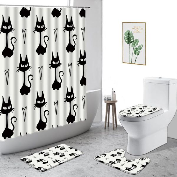 shower curtains cute cartoon black white cat dog curtain creative simple handpainted animal bathroom decor set non-slip bath mat
shower curtains cute cartoon black white cat dog curtain creative simple handpainted animal bathroom decor set non-slip bath mat