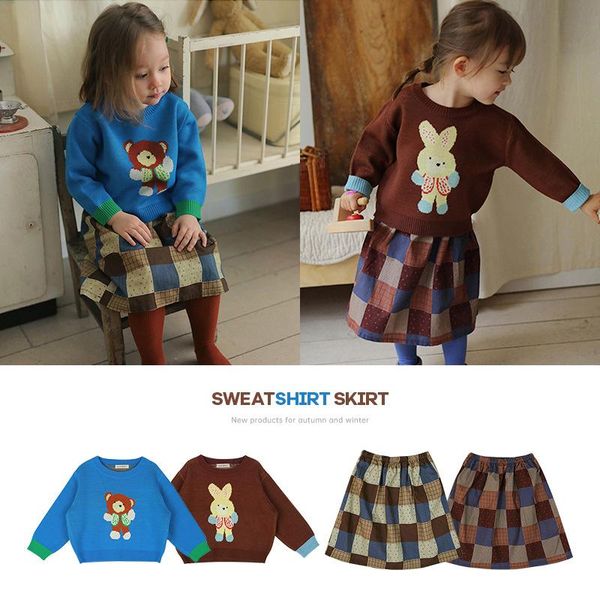 pullover autumn winter children's sweater baby suit cartoon bear knitted plaid skirt with small and medium-sized girls 2021, Blue
pullover autumn winter children's sweater baby suit cartoon bear knitted plaid skirt with small and medium-sized girls 2021, Blue
