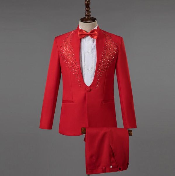 blazer men embroidery sequins suit set with pants mens wedding formal dress costume singer star stage clothing stand collar red men's s, White;black
blazer men embroidery sequins suit set with pants mens wedding formal dress costume singer star stage clothing stand collar red men's s, White;black