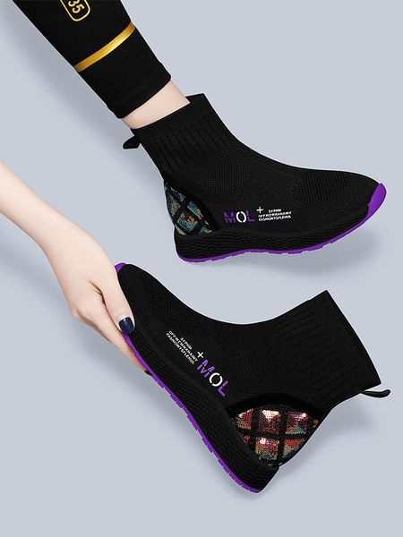 elastic socks shoes women's winter 2021 versatile plush thick soled casual sports high boots, Black
elastic socks shoes women's winter 2021 versatile plush thick soled casual sports high boots, Black