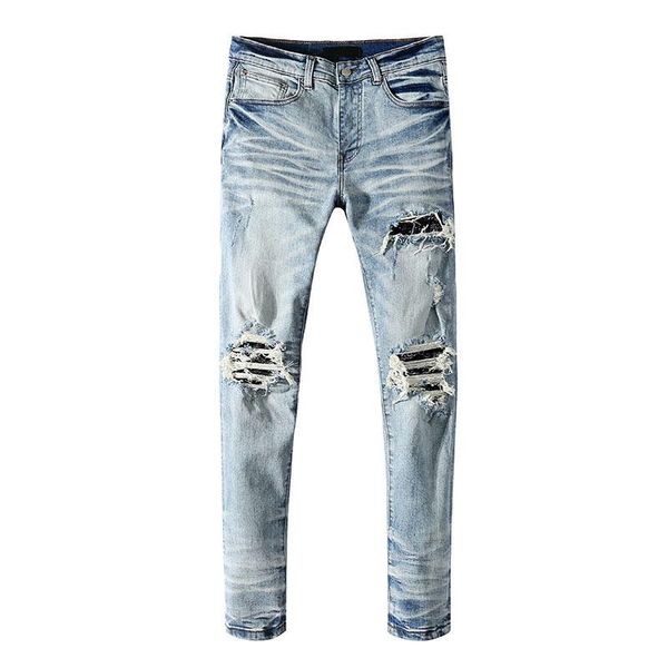 men's jeans male fashion american high street trousers brand retro slim knee hole patch beggar denim pants for men, Blue
men's jeans male fashion american high street trousers brand retro slim knee hole patch beggar denim pants for men, Blue