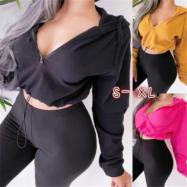 women's hoodies & sweatshirts fashion women spring autumn crop long sleeve casual female zip-front deep-v neck street wear, Black
women's hoodies & sweatshirts fashion women spring autumn crop long sleeve casual female zip-front deep-v neck street wear, Black