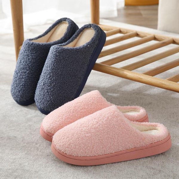 slippers women indoor house plush soft cute cotton shoes non-slip floor home slides for bedroom, Black