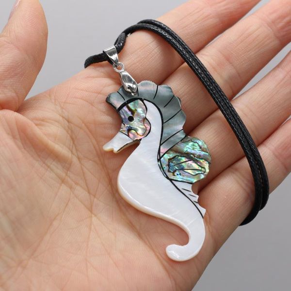 natural shell necklace hippocampus shape leather rope diameter 2.0mm length 55+5cm pendant size 30x60mm chains, Silver
natural shell necklace hippocampus shape leather rope diameter 2.0mm length 55+5cm pendant size 30x60mm chains, Silver