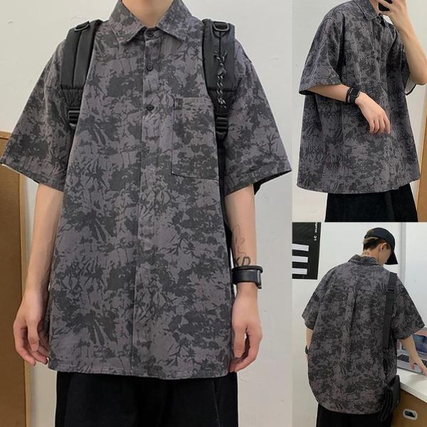 fashion tie-dye short sleeves turn-down collar men loose casual blouse shirt men's shirts, White;black
fashion tie-dye short sleeves turn-down collar men loose casual blouse shirt men's shirts, White;black